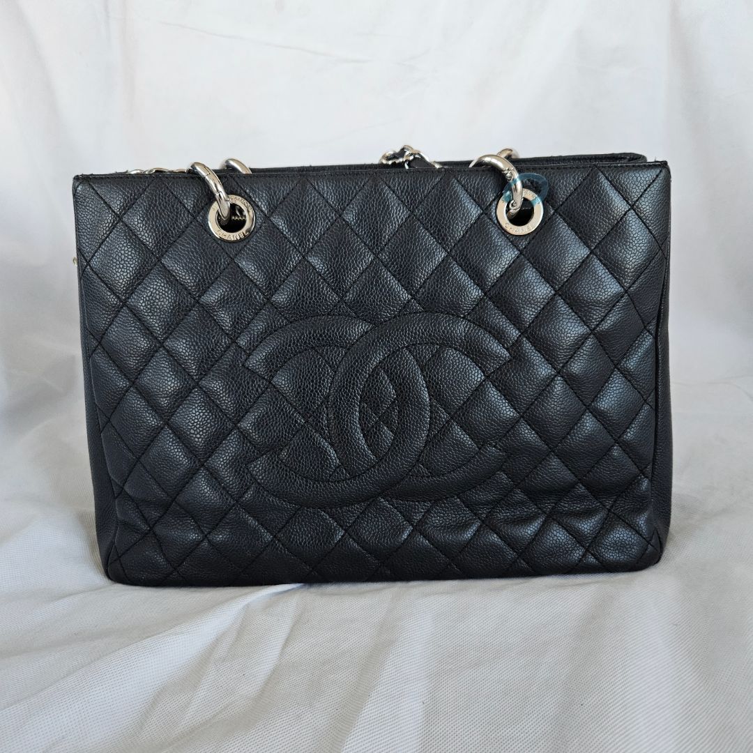 Chanel black GST tote bag caviar