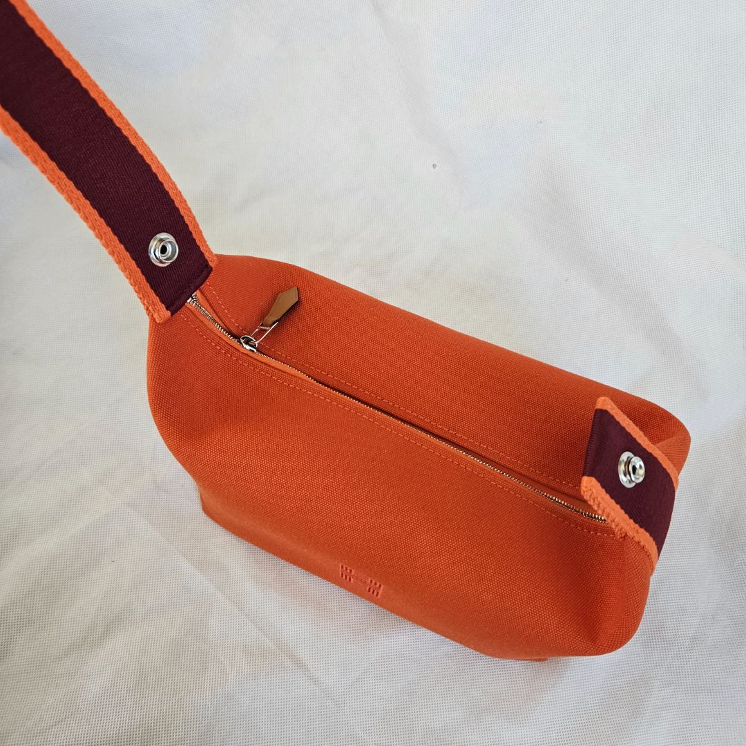 Hermès Orange Canvas Toile Bride-A-Brac Small Travel Case