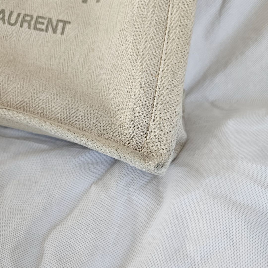 Saint Laurent Rive Gauche Tote Bag in Linen and Leather