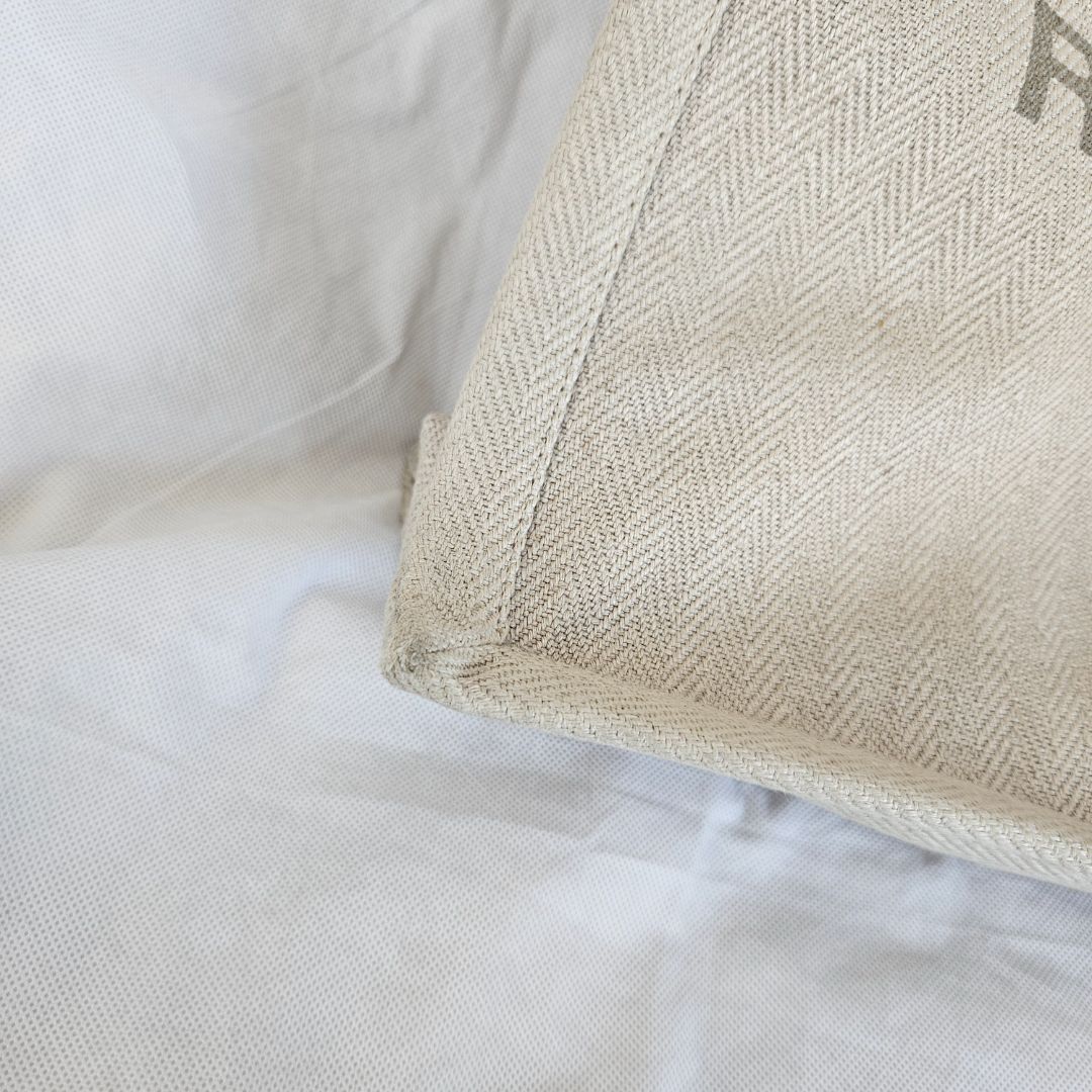 Saint Laurent Rive Gauche Tote Bag in Linen and Leather