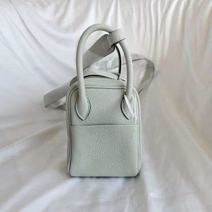 Hermes Mini Lindy Gris Neve Leather Bag