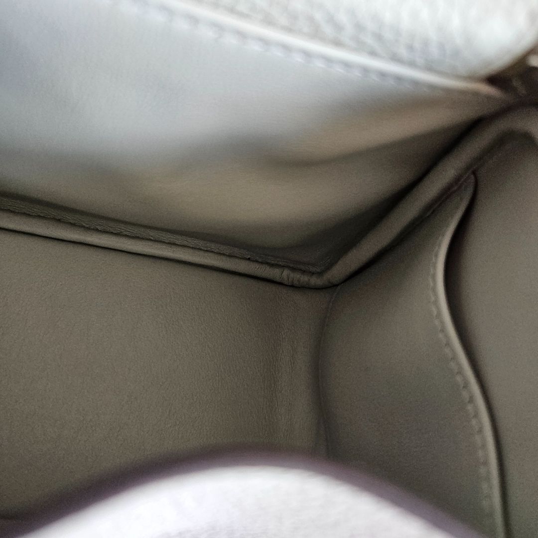 Hermes Mini Lindy Gris Neve Leather Bag