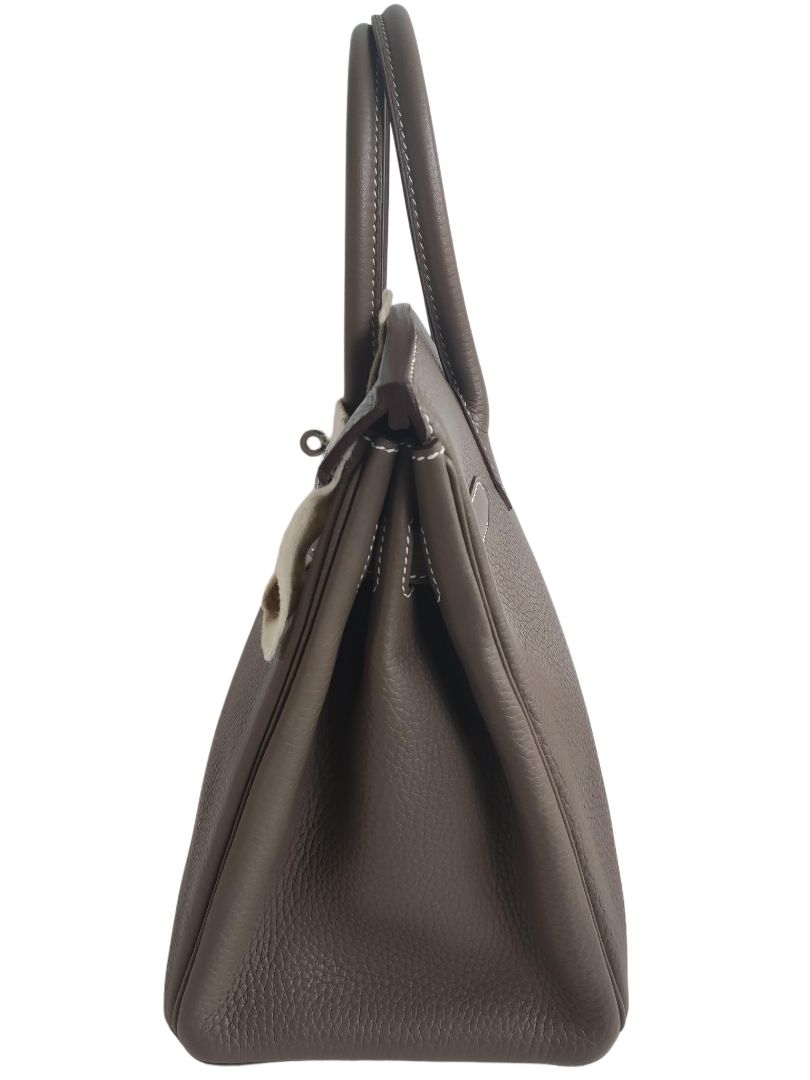 Hermes Birkin 30 Etoupe Clemence Palladium Hardware Bag