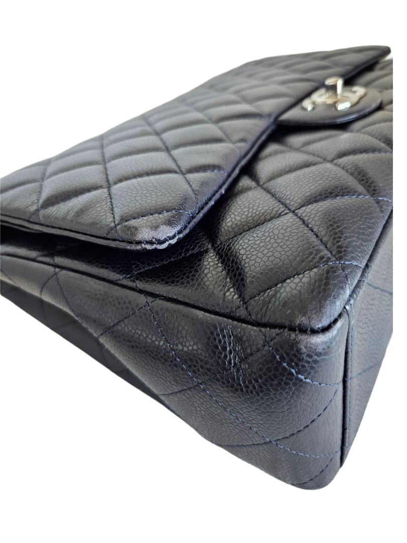 Chanel Navy Blue Caviar Leather Classic Double Flap Bag