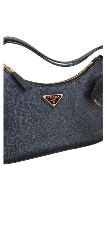 Prada Black Leather 2005 Re-Edition Bag