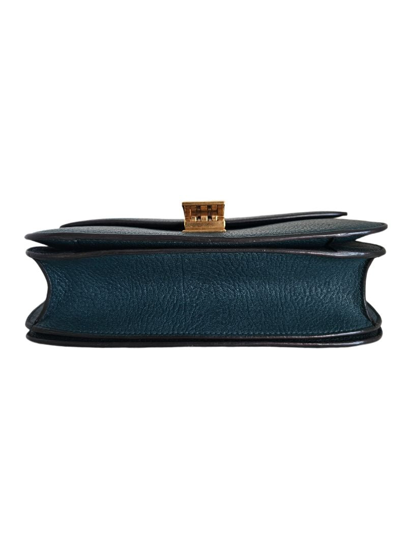 Celine Teal Blue Leather Classic Box Shoulder Bag