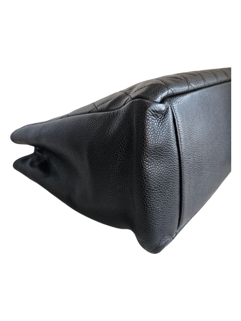 Chanel Black Caviar Leather Grand Shopper SHW Tote (GST) Bag