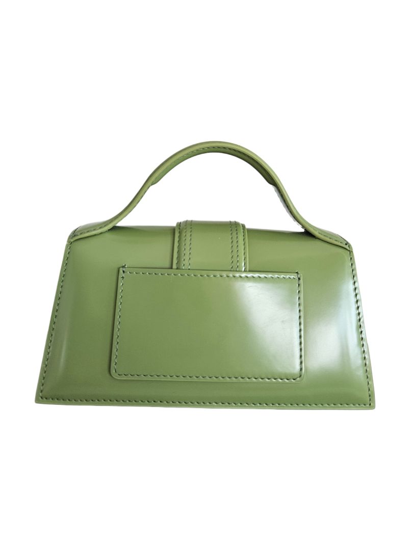 Jacquemus  Olive Green Leather Le Bambino Top Handle Bag
