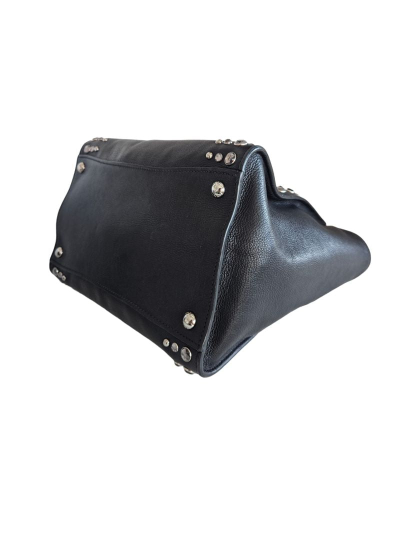 Prada Black Leather Crystal Embellished Double Zip Bag