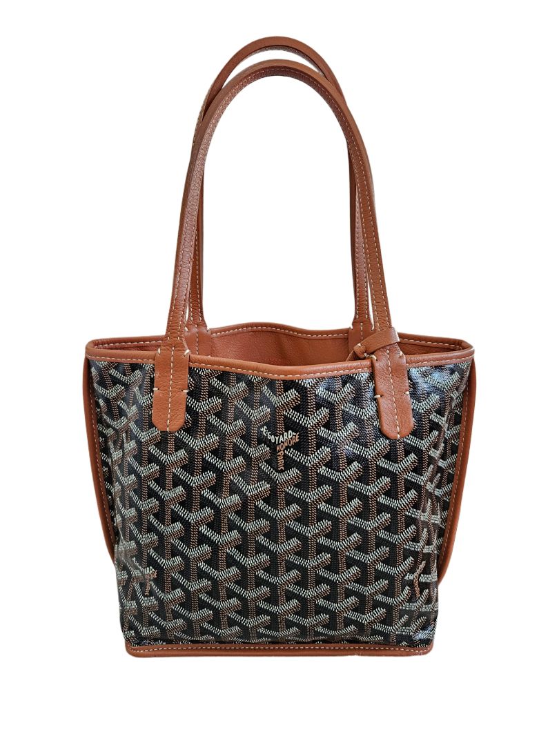 Goyard Brown Goyardine Coated Canvas & Leather Mini Anju Tote Bag