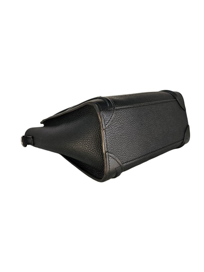 Celine Black Leather Nano Luggage Tote Bag