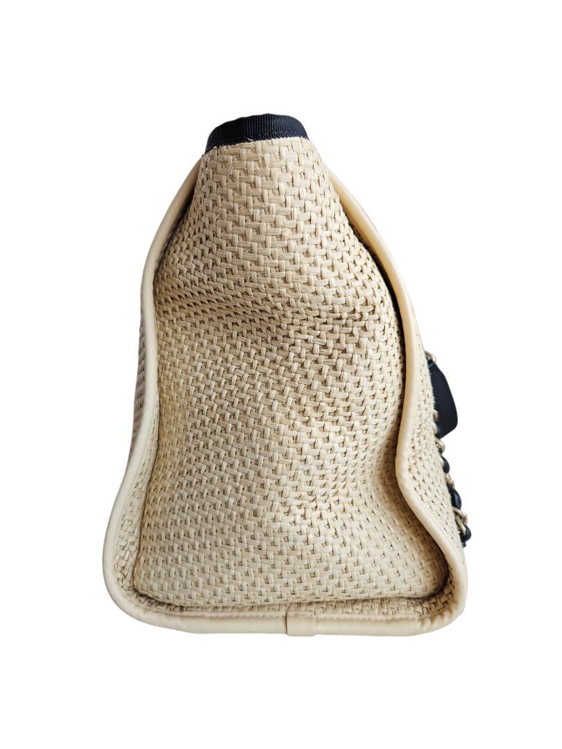 Chanel Beige Raffia Deauville Shopping Tote Bag