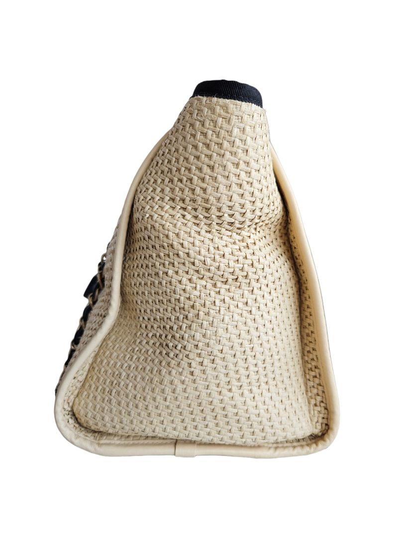 Chanel Beige Raffia Deauville Shopping Tote Bag