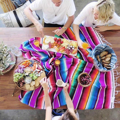 Mexican Style Party Tablecloth Table Flag Tassel Woven Tablecloth