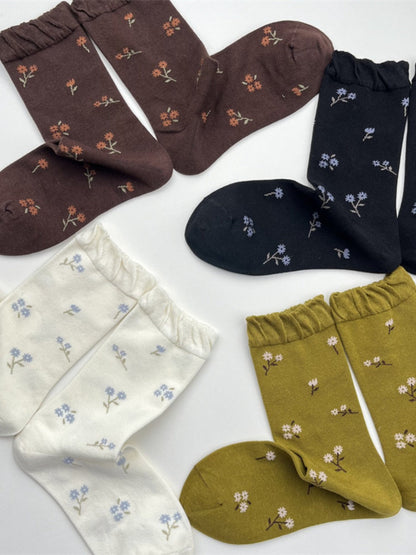 Rufia - Cute Floral Winter Sweet Socks - Soft &amp; Warm