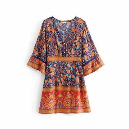 Vacation Spring Bohemian Hollow Print Beach Skirt