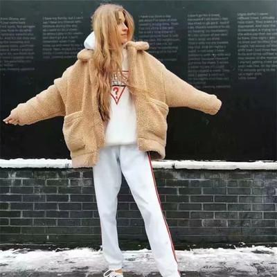 Loose Padded Warm Lamb Lamb Leisure Lapel Double Pocket Coat
