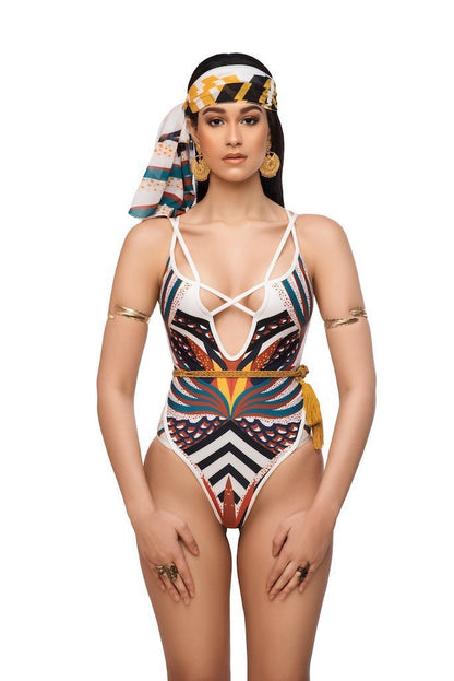 New Totem Print Triangle One-Piece Swimsuit
