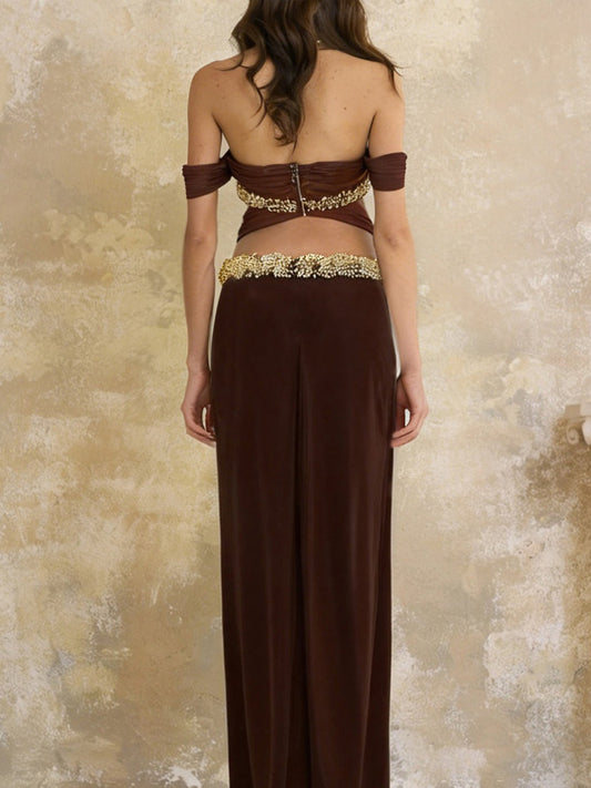 Brooklyn Halterneck Crystal Embellished Maxi Dress