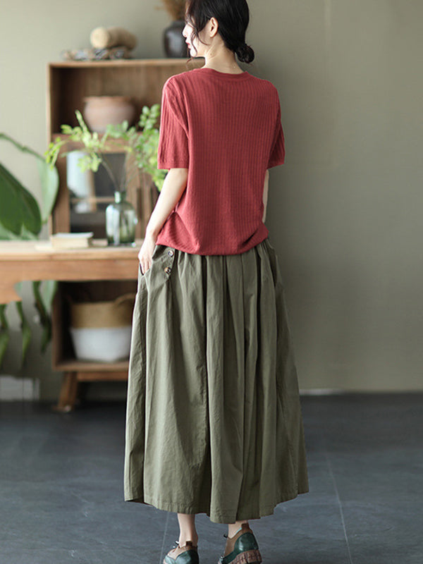 Vintage Casual Loose Ramie Cotton Wide Leg Pants