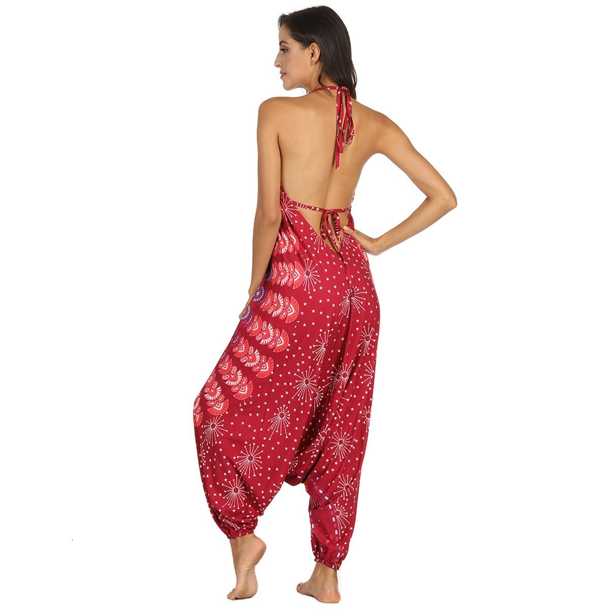 Summer Loose Wide-Leg Jumpsuit Suspenders V-Neck Sports Yoga Pants