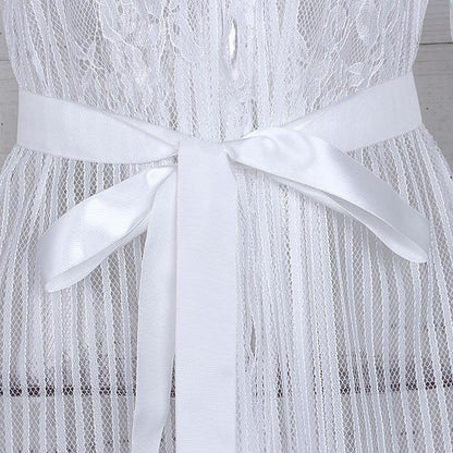Solid Color Cover Up Swimwear Smock Lace Chiffon Bikini Beach Sunscreen Shirt Embroidered Holiday Cardigan