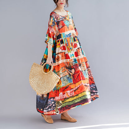 Artistic Women'S Loose Mid-Length Printed Dress