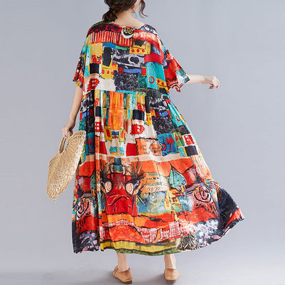 Artistic Women'S Loose Mid-Length Printed Dress