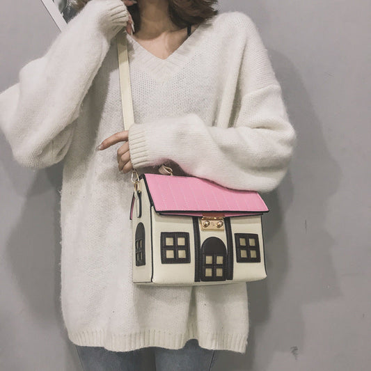 Color Block Creative Cute House Crossbody Bag