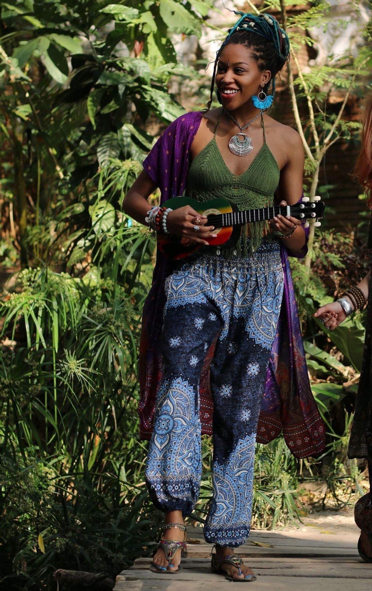 Floral Ethnic Loose Sports And Leisure Lantern Yoga Pants