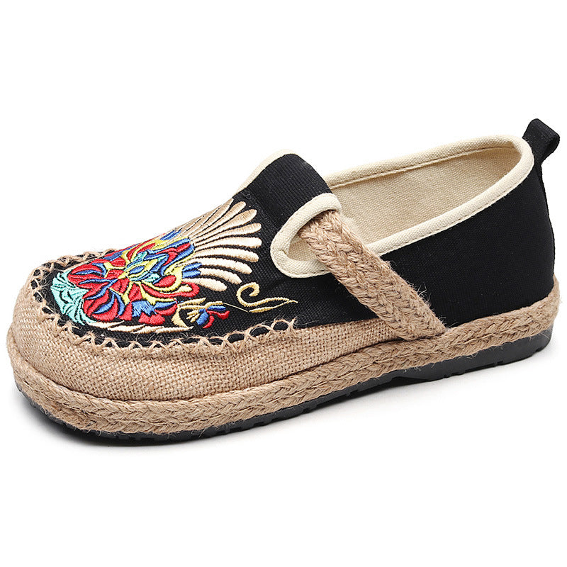 New Cloth Shoes Women'S Ethnic Embroidered Shoes Round Head Lazy Shoes