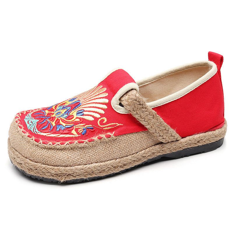 New Cloth Shoes Women'S Ethnic Embroidered Shoes Round Head Lazy Shoes