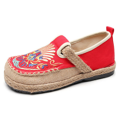 New Cloth Shoes Women'S Ethnic Embroidered Shoes Round Head Lazy Shoes