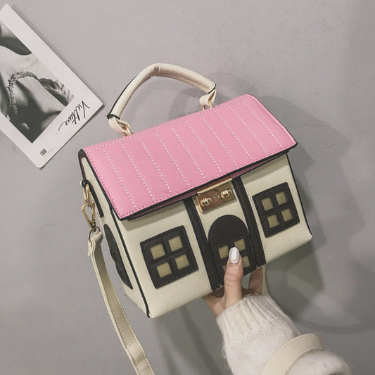 Color Block Creative Cute House Crossbody Bag