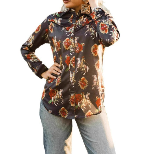 Crosa - Western Print Long Sleeve Shirt - Urban Cowgirl