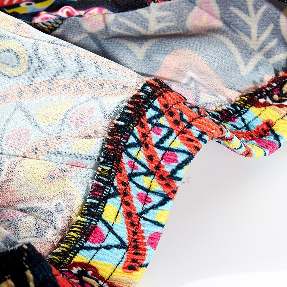 Women'S Bohemian Digital Print Bottom With High Waist Showing Thin And Loose Waisted Lantern Pants