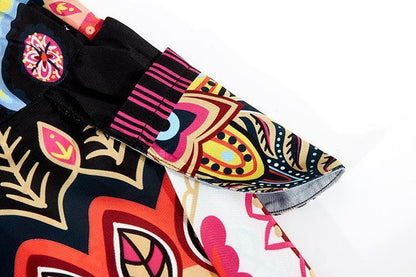 Women'S Bohemian Digital Print Bottom With High Waist Showing Thin And Loose Waisted Lantern Pants