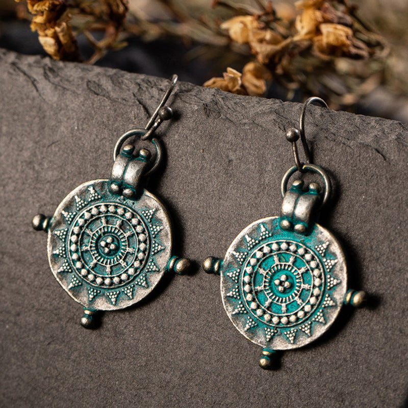 Vintage Geometric Alloy Earrings Creative Retro Ear Studs