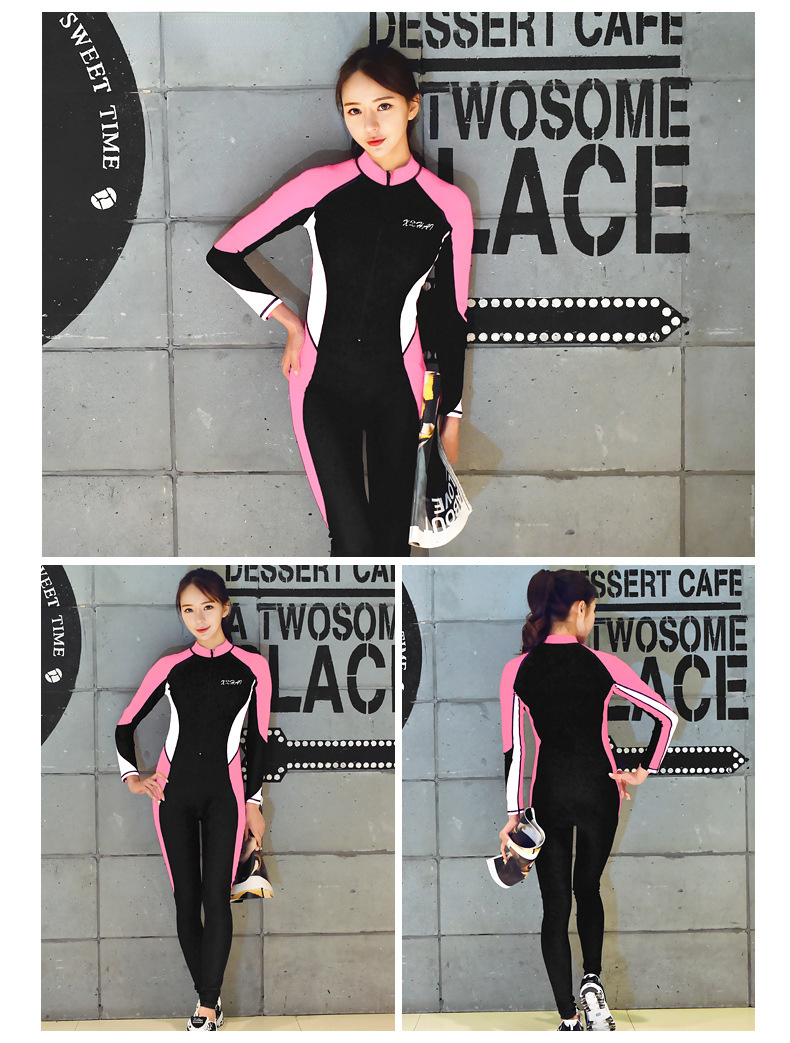 Diving Suit Women'S Long Sleeve Sunscreen Swimsuit One-Piece Jellyfish Snorkeling Surf Suit