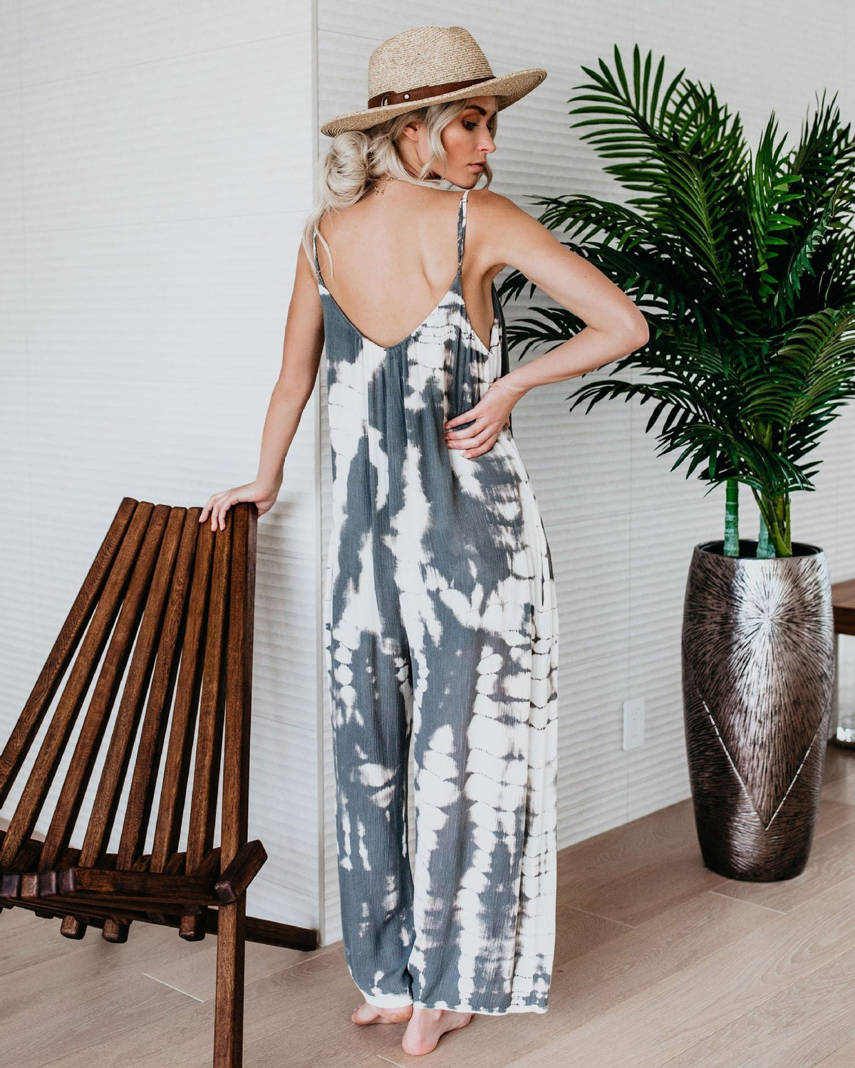 Casual Tie-Dye Holiday Jumpsuit Spaghetti-Strap Romper