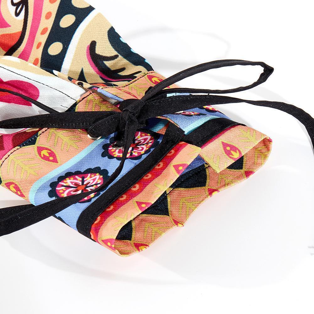 Women'S Bohemian Digital Print Bottom With High Waist Showing Thin And Loose Waisted Lantern Pants