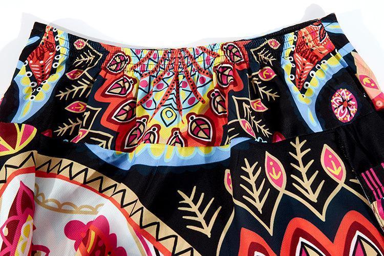 Women'S Bohemian Digital Print Bottom With High Waist Showing Thin And Loose Waisted Lantern Pants