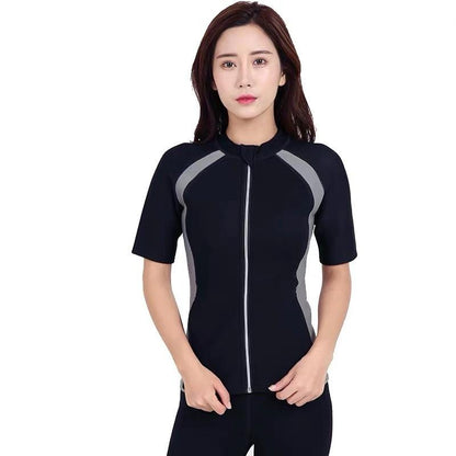 Color Matching Sweat Suit Scr Lady Zipper Sweat Suit Shaping Fat Slimming Suit Yoga Exercise Fitness
