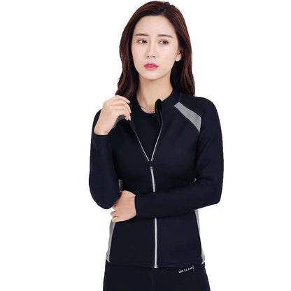 Color Matching Sweat Suit Scr Lady Zipper Sweat Suit Shaping Fat Slimming Suit Yoga Exercise Fitness