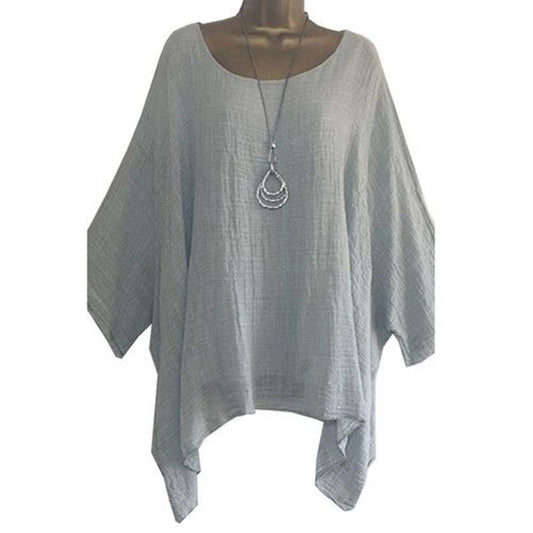Irregular Sleeves And Hem Blouse Fashion Solid Color O-Neck Casual Jacket