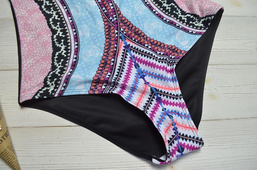 New Printed Color-Blocking Geometric One-Piece Swimsuit