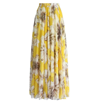Boho Womens Floral High Waist Long Maxi Full Skirt Holiday Party Evening Beach Sun Skirt