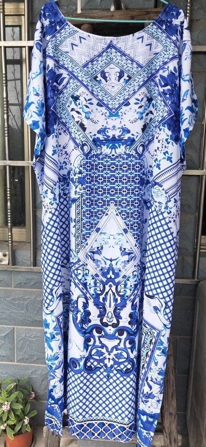 Bohemia Loose Printed Beach Cover-Ups Maxi Dress