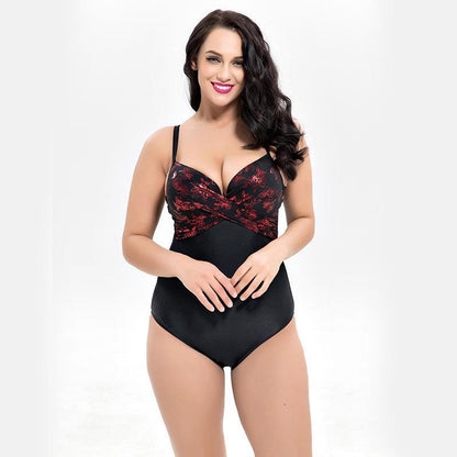 Siamese Women'S Triangle Cross Print Large Size Swimsuit