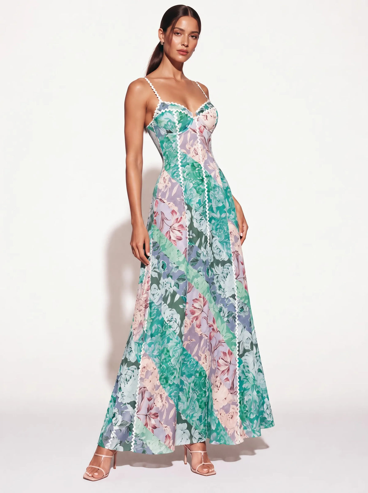 Noelle Paneled Print Camisole Maxi Dress